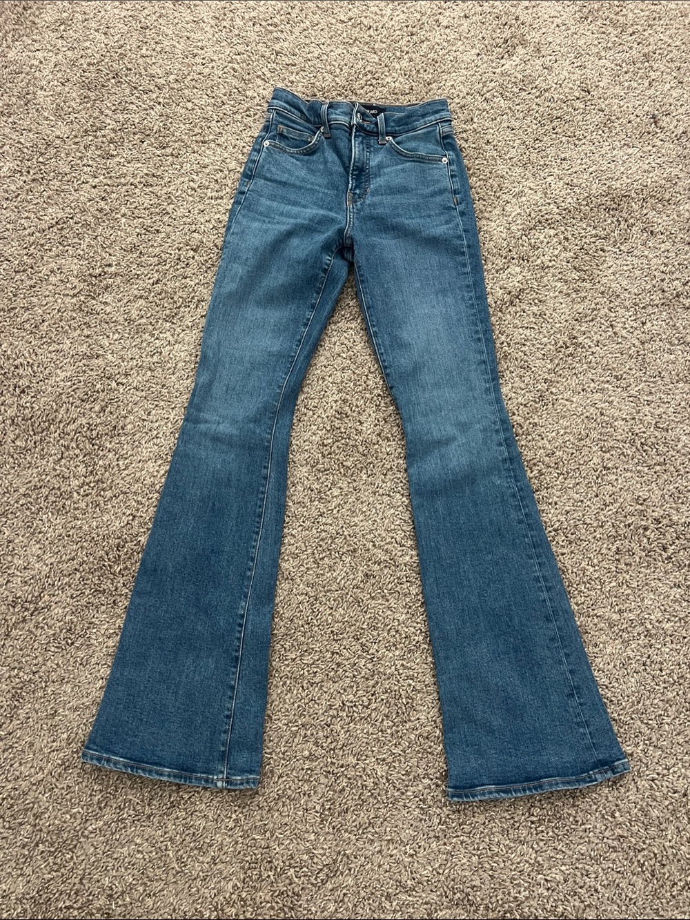 Veronica Beard Beverly Skinny Flare High Rise Midwash Blue Jeans